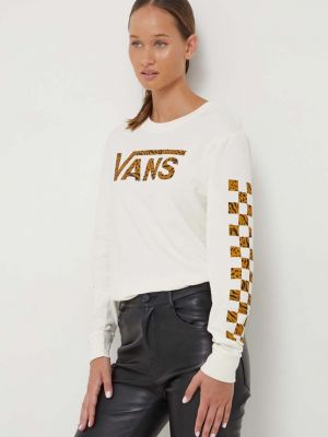 Памучна блуза с дълъг ръкав Vans бежово