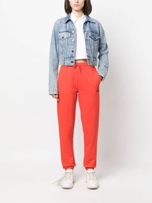 Haftowane spodnie sportowe bawełniane Kenzo czerwone