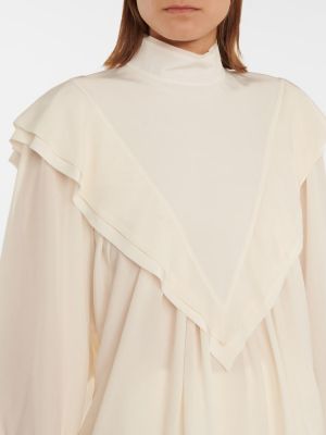 Копринена блуза с волани Chloã© бяло
