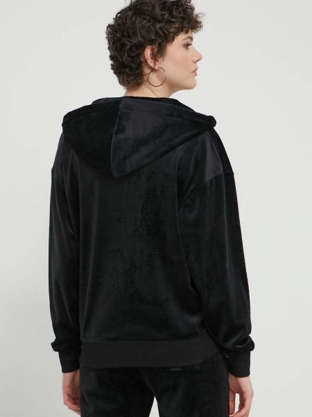 Kapucnis velúr pulóver Juicy Couture fekete