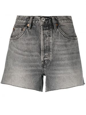 Shorts di jeans a vita alta Re/done grigio