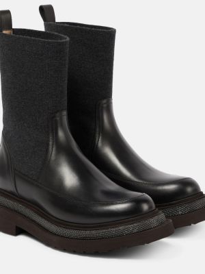 Chelsea boots en cuir à imprimé Brunello Cucinelli noir