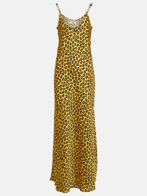 Леопардовое атласное платье с принтом Paco Rabanne