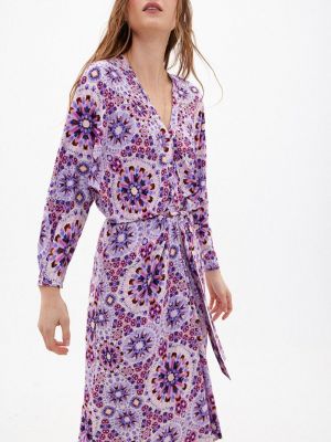 Платье миди с принтом Hoss Intropia фиолетовое