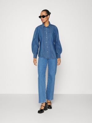 Джинсовая рубашка с рюшами Vero Moda синяя