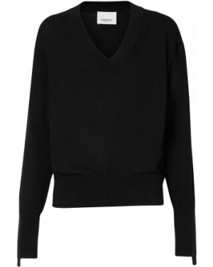 Jersey de punto con escote v de tela jersey Burberry negro