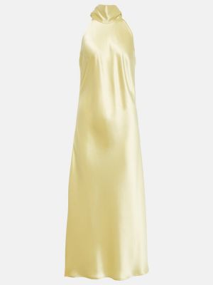 Satynowa sukienka midi Galvan żółta