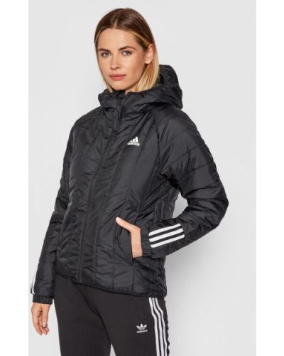 Pikowana kurtka puchowa w paski Adidas czarna