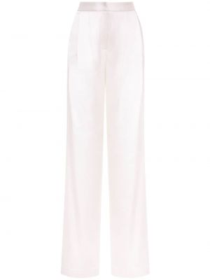 Plisované hedvábné rovné kalhoty Adam Lippes bílé