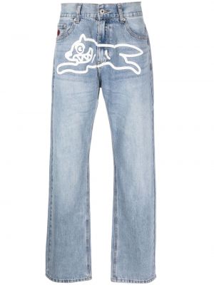 Straight leg jeans con stampa Icecream blu