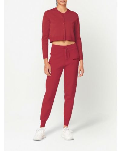 Dzianinowe spodnie sportowe z nadrukiem Marc Jacobs czerwone