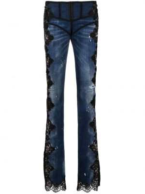 Čipkované skinny fit džínsy Dsquared2 modrá