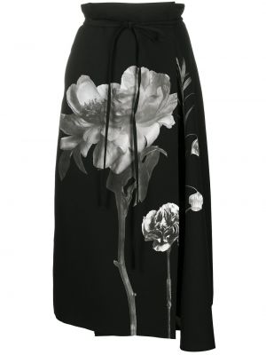Falda midi de flores con estampado Valentino negro