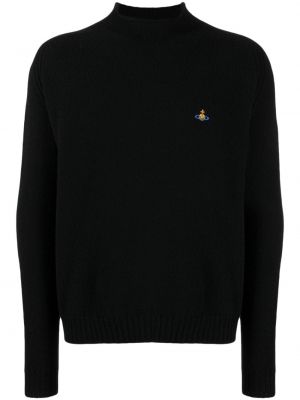 Кашмирен пуловер бродиран от мерино вълна Vivienne Westwood черно