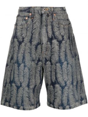 Žakárové džínové šortky z peří Kapital modré