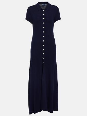 Шерстяное длинное платье Polo Ralph Lauren синее