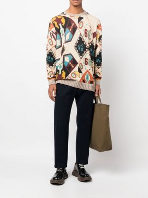 Sweter z nadrukiem w abstrakcyjne wzory Etro beżowy