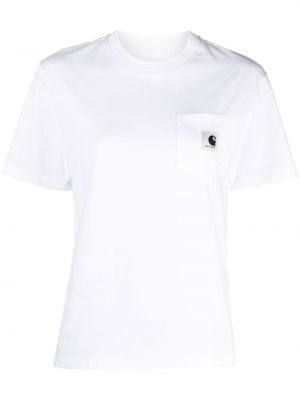 Bavlněné tričko s kapsami Carhartt Wip bílé