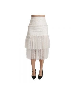 Spódnica midi koronkowa Dolce And Gabbana biała