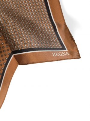 Jedwabny krawat z nadrukiem z kieszeniami Zegna brązowy