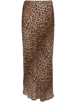 Hnědé leopardí midi sukně s potiskem Rixo
