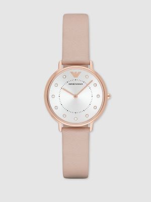Кожаные часы с кожаным ремешком Emporio Armani розовые