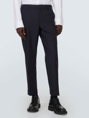 Pantaloni clasici de lână Dries Van Noten albastru