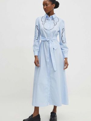 Pamučna midi haljina Answear Lab plava