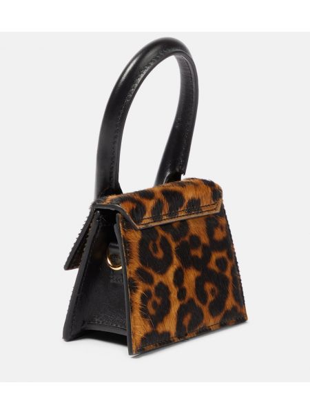 Nakupovalna torba s potiskom z leopardjim vzorcem Jacquemus rjava