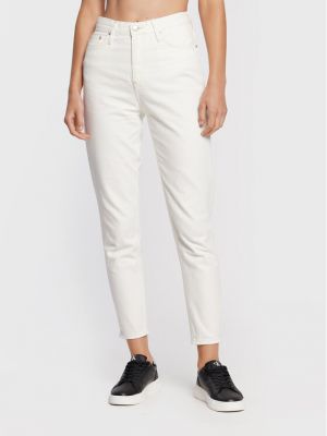 Jeansy J20J219525 Biały Mom Fit Calvin Klein Jeans