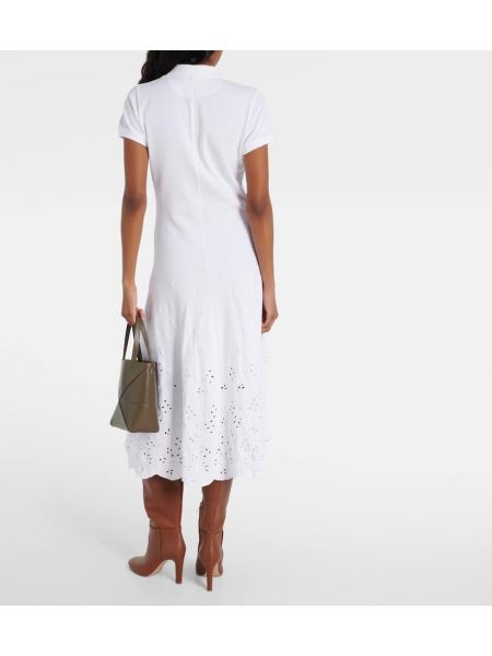 Mrežasta pamučna midi haljina Polo Ralph Lauren bijela