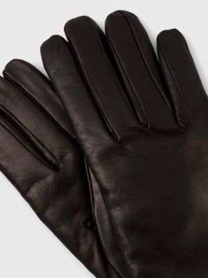 Rękawiczki skórzane Moschino czarne