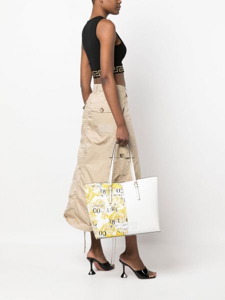 Shopper kabelka s potiskem Versace Jeans Couture bílá