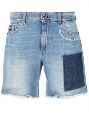 Kratke jeans hlače z obrobami Versace Jeans Couture modra
