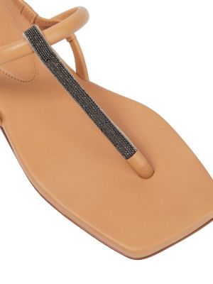 Kožené sandále Brunello Cucinelli béžová