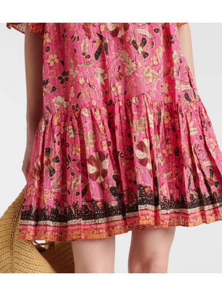 Květinové bavlněné šaty Ulla Johnson růžové