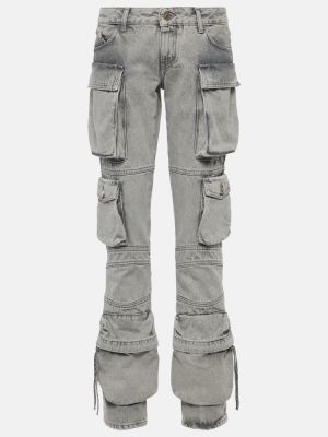Straight fit džíny s nízkým pasem The Attico šedé