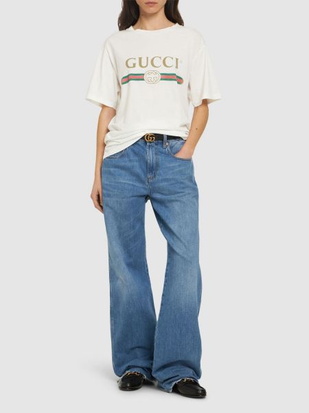 Camiseta de algodón de tela jersey retro Gucci blanco