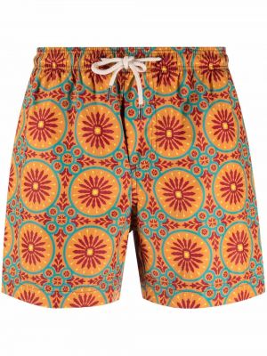 Shorts à imprimé à motif géométrique Peninsula Swimwear orange