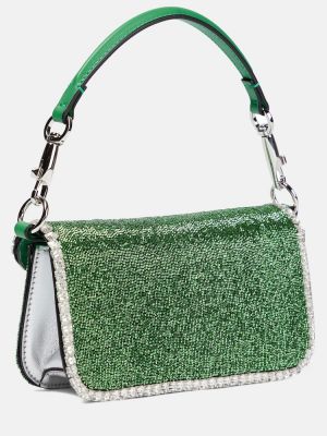 Τσάντα ώμου με χάντρες Valentino Garavani πράσινο