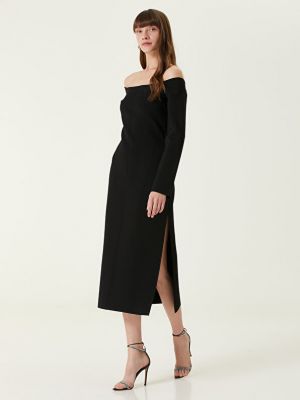 Черное коктейльное платье-миди Galvan
