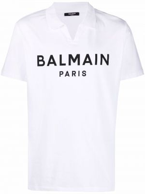 Poloskjorte med print Balmain hvit