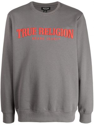 Sweat brodé en coton True Religion gris