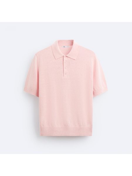 Льняная футболка Zara розовая