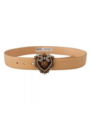 Cinturón de cuero con hebilla Dolce & Gabbana beige