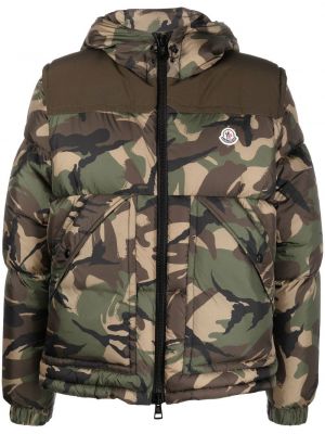 Piumino con stampa camouflage Moncler verde