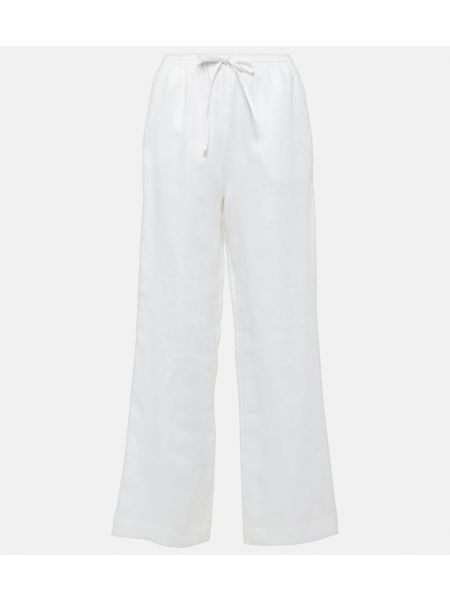 Белые льняные прямые брюки Asceno