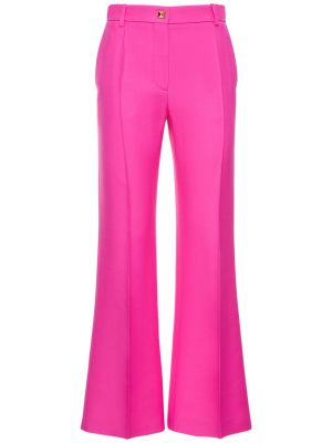 Копринени вълнени панталон от креп Valentino розово