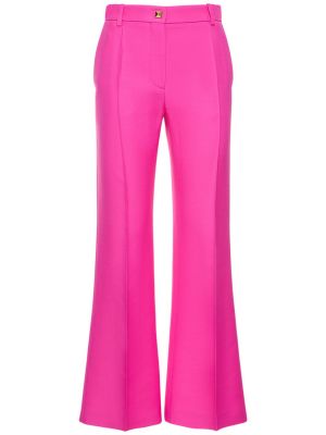 Pantaloni di lana di seta in crepe Valentino rosa