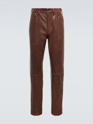 Pantalones rectos de cuero Auralee marrón